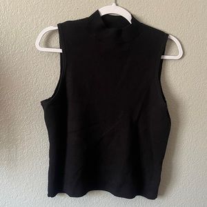 Black Knit High Neck Tank Top